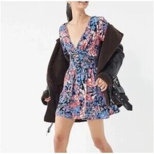 Urban Outfitters Floral Mini Dress - Blue and Pink